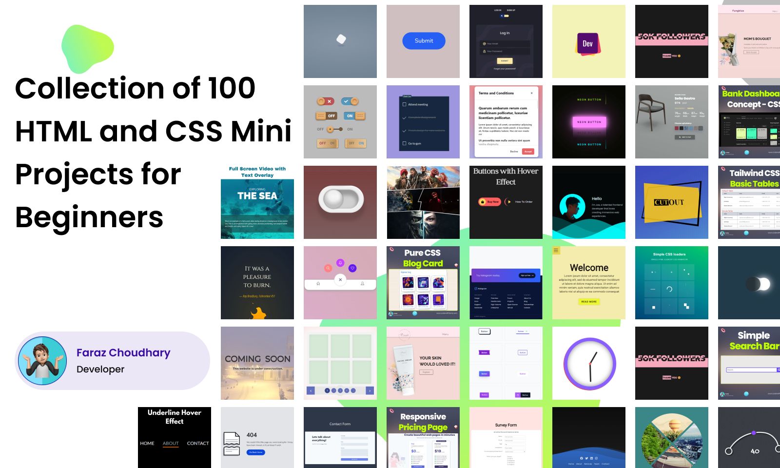 Collection of 100 HTML and CSS Mini Projects for Beginners with Source Code.jpg